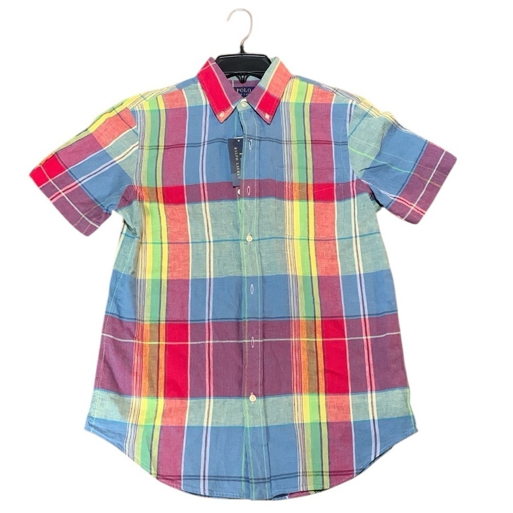 Polo Ralph Lauren Classic Fit Plaid Linen Button Up Sz S NWT